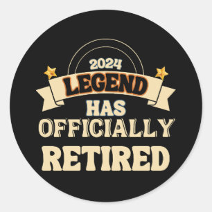 The legend has officially retired classic round sticker