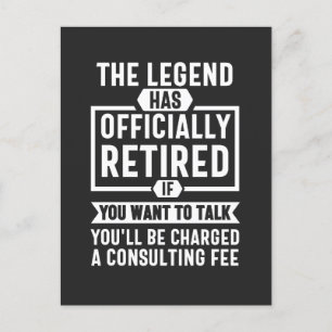 the legend Has Officially Retired Holiday Postcard