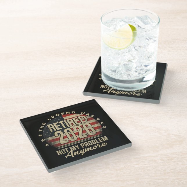 The Legend Has Retired 2026 Funny  Glass Coaster (Angled)