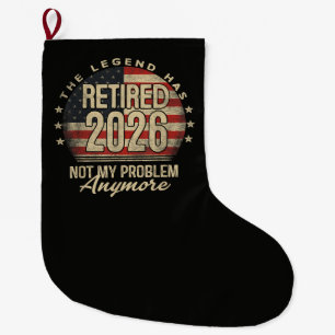 The Legend Has Retired 2026 Funny Large Christmas Stocking