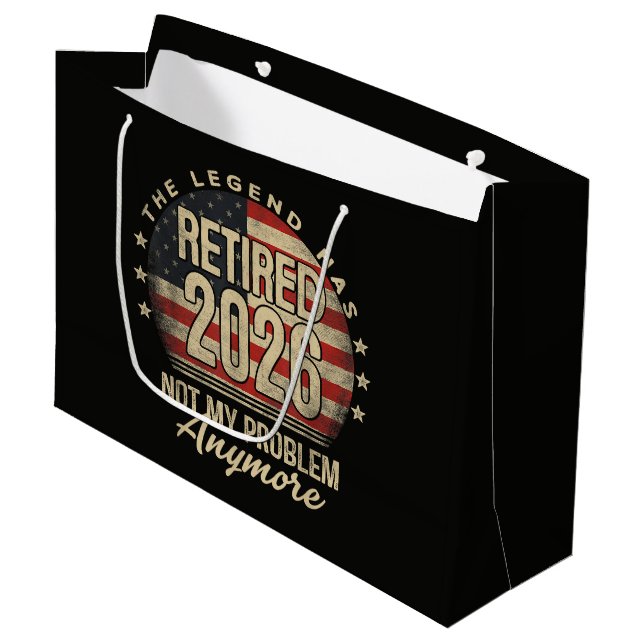 The Legend Has Retired 2026 Funny  Large Gift Bag (Front Angled)