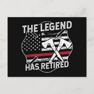 The Legend Has Retired Firefighter Retirement Holiday Postcard