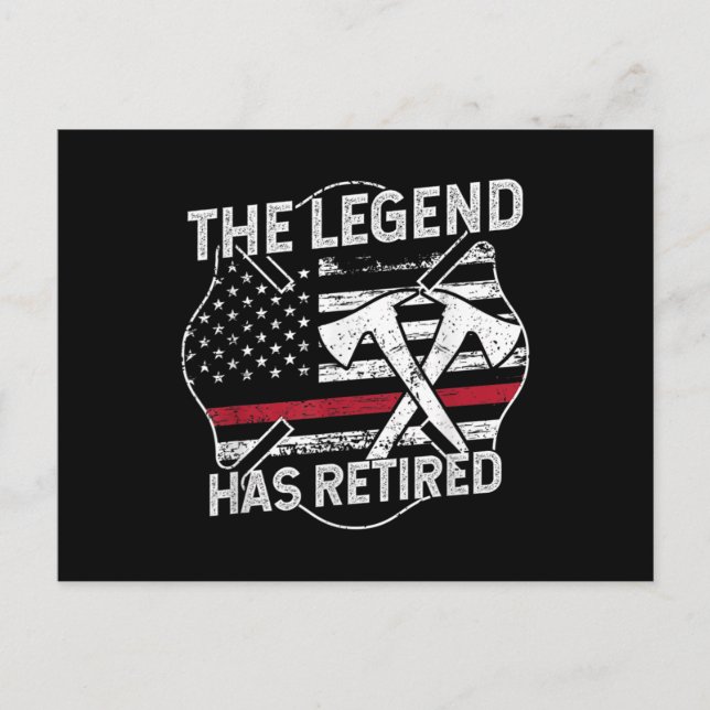 The Legend Has Retired Firefighter Retirement Postcard (Front)