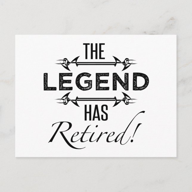 The Legend Has Retired Postcard (Front)