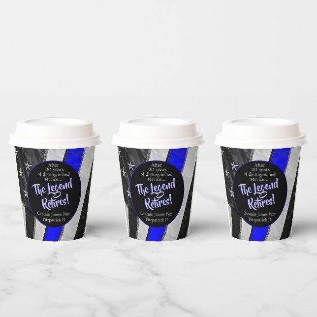 The Legend Retires Police Retirement Party Paper Cups (Multi)