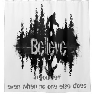 The legend Sasquatch, Big Foot Lake Quote Shower Curtain