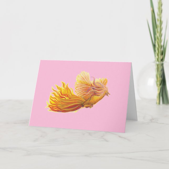 The Legendary Phoenix Bird Pastel Pink Card (Front)