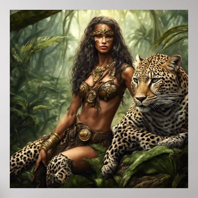 The Leopard Princess Pinup Girl Style Wall Poster (Front)