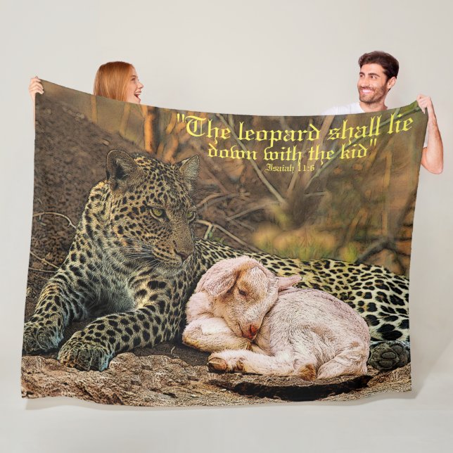 The leopard shall lie down with the kid-Isaiah 11 Fleece Blanket (In Situ)
