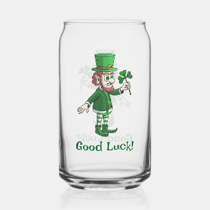 The Leprechaun holding a shamrock Can Glass