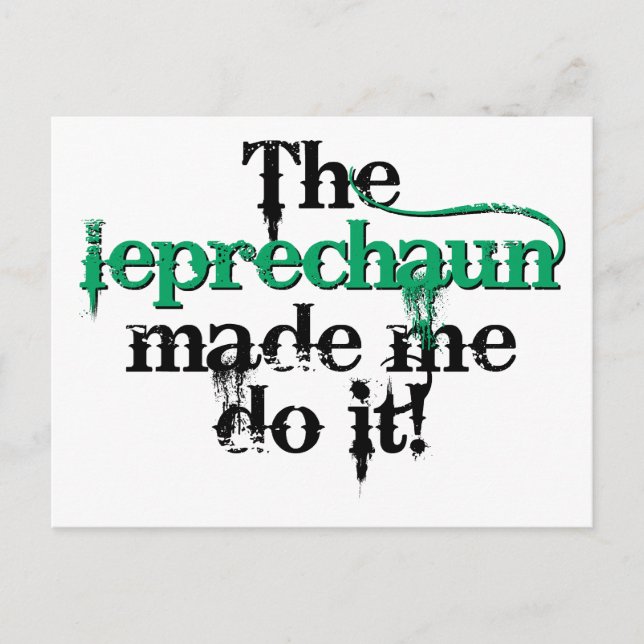 The leprechaun made me do it (bc) postcard (Front)