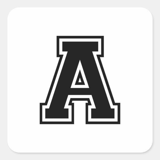 The Letter A, Collegiate Alphabet Square Sticker (Front)