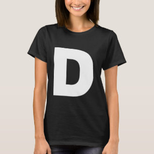 The Letter D Capital Plain White Bold Text T-Shirt