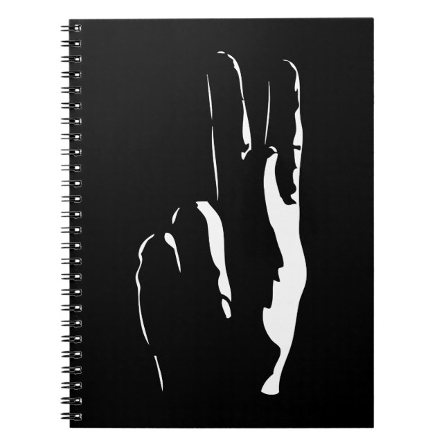 the letter K in sign language Notebook (Front)