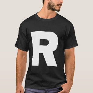 The Letter R Capital Plain White Bold Text T-Shirt