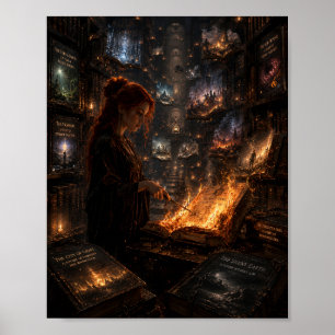The Librarian Burning Forbidden Futures Poster