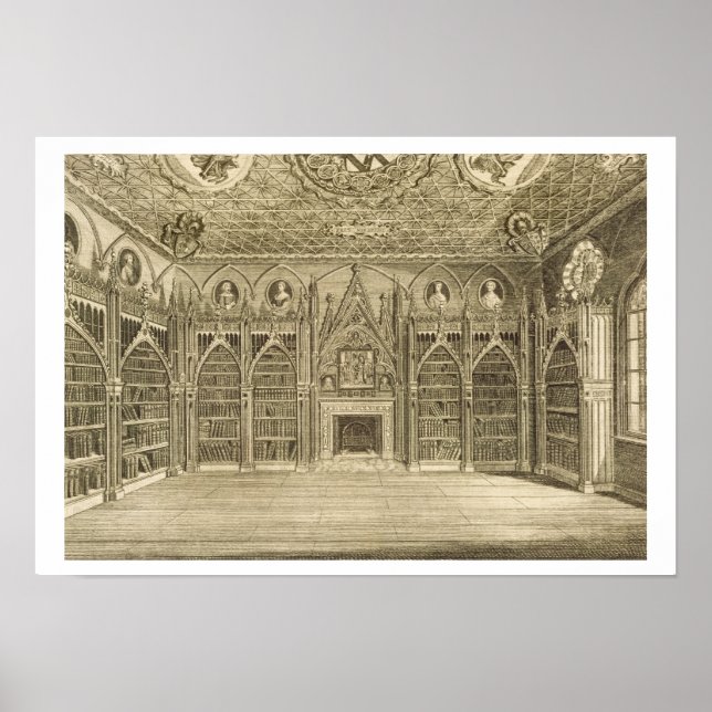 The Library, engraved by Godfrey, from 'Descriptio Poster (Front)