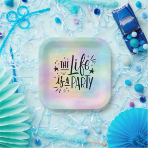 “The Life Is a Party” Colorful Celebration Paper Plate