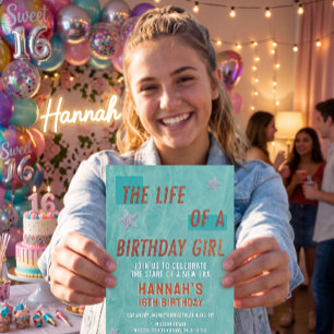 The Life of a Birthday Girl Showgirl Birthday Invitation
