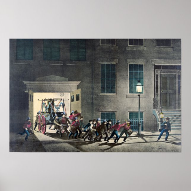 The Life of a Fireman - The Night Alarm - 1854 Poster (Front)