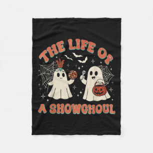 The Life Of A Showghoul Retro Halloween Show Ghost Fleece Blanket