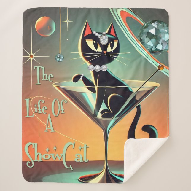 The Life Of A Showgirl Cat Sherpa Blanket (Front)