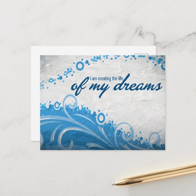 "The life of my dreams" Motivation Affirmation Postcard (Front/Back In Situ)