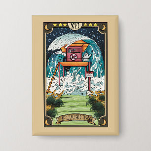 The Lifeguard Tower   Funny Tarot Card Button