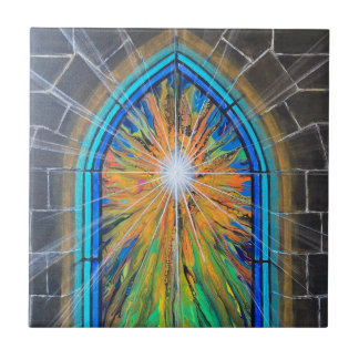 The Light 3 Church Stained Glass Window Ceramic Tile