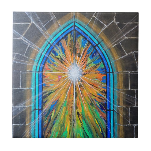 The Light 3 Church Stained Glass Window     Ceramic Tile (Front)