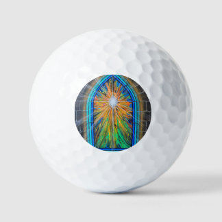 The Light 3 Church Stained Glass Window Golf Balls