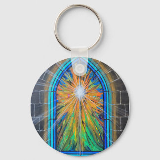 The Light 3 Church Stained Glass Window Key Ring