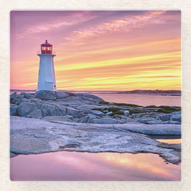 The Light Keeper | Peggy'S Cove Glass Coaster (Front)