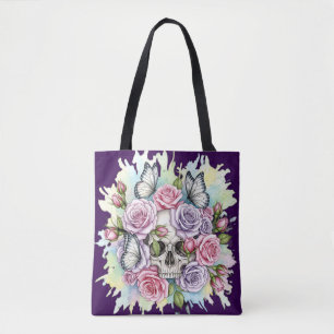 The Light Legacy - Gothic Skull & Rose Tote Bag