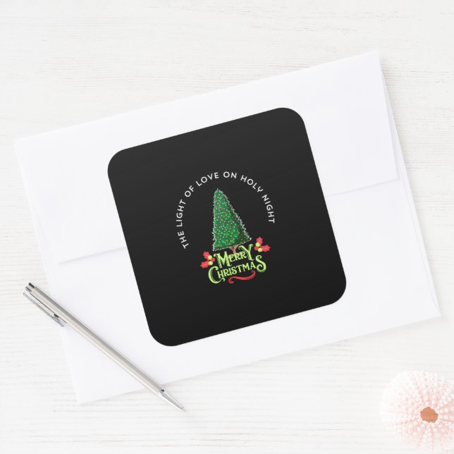 The Light of Love on Holy Night. Square Sticker (Envelope)