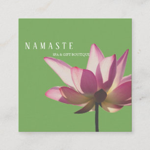 The Light   Pink Lotus Flower on Green © Square Business Card