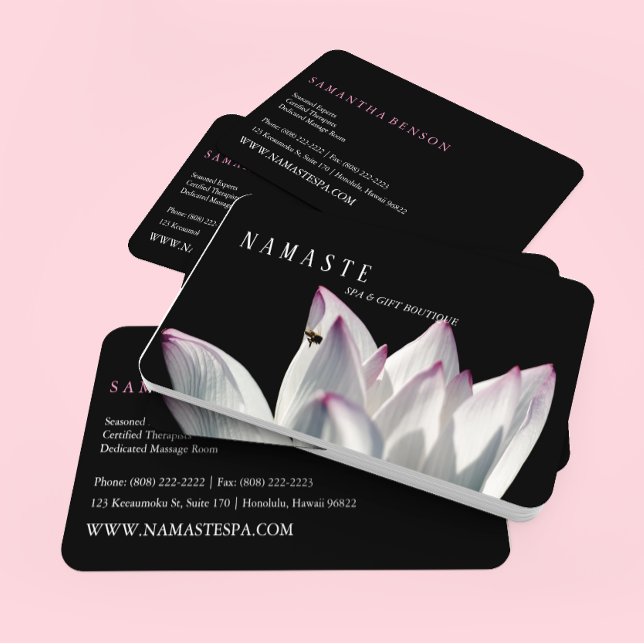 The Light | Pinkish White Lotus Flower on Black © Business Card (Creator Uploaded)