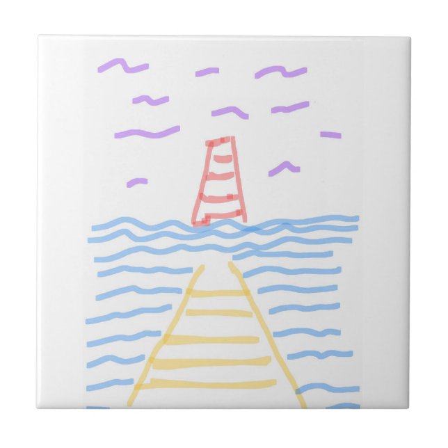 The Lighthouse and the Pier Ceramic Tile (Front)