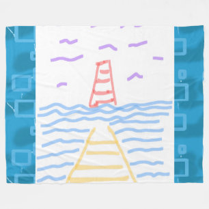 The Lighthouse and the Pier Fleece Blanket