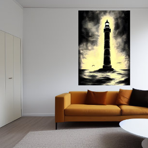 The Lighthouse at the sea AI Art Poster