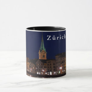 The lights of evening Zurich. Mug
