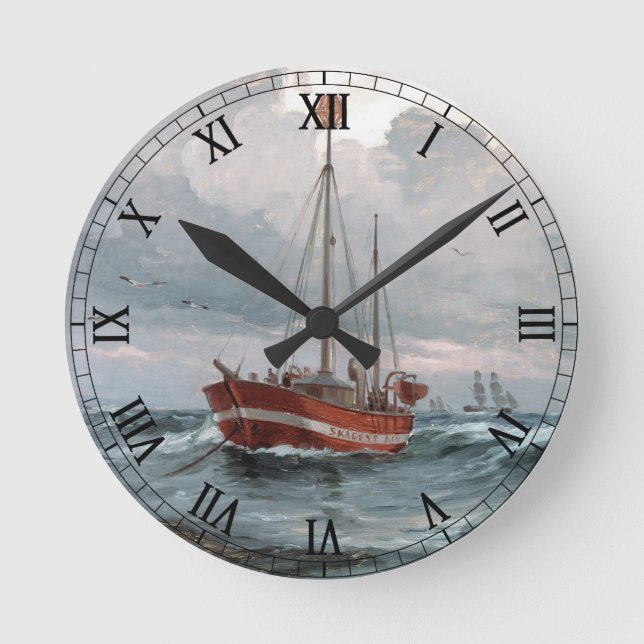 The lightship at Skagen Reef Personalise Round Clock (Front)