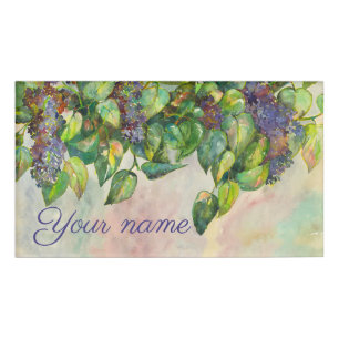 the lilac blossoms watercolor name tag