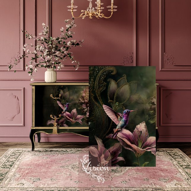 The Lily, Hummingbird Ethereal Floral Tissue Paper (The Lily, Fairy Tale Fantasy Hummingbird & Floral Decoupage Tissue Paper.)