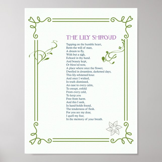 The Lily Shroud - Poem About Love & Death - Print (Front)