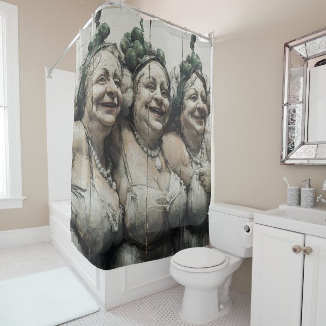 🍋 The Limonetti Sisters – Surrealist  Shower Curtain (In Situ)