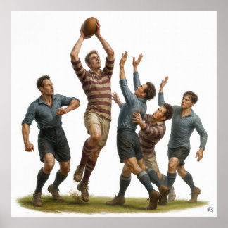 The lineout -  Vintage Rugby Print