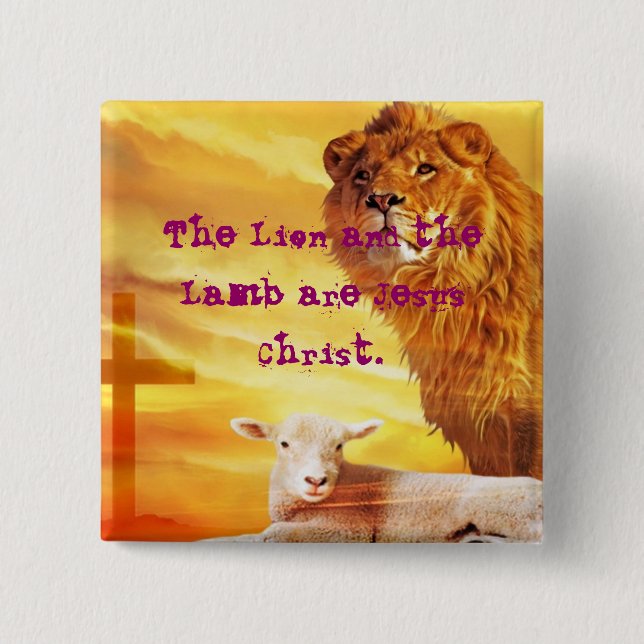 The Lion and the Lamb 15 Cm Square Badge (Front)
