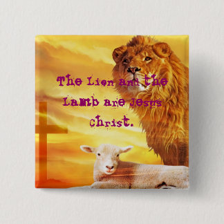 The Lion and the Lamb 15 Cm Square Badge