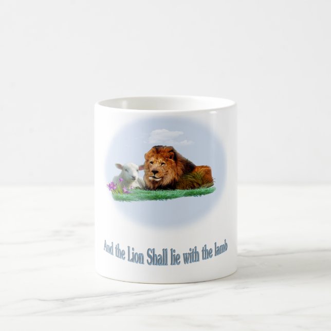 The lion and the lamb art coffee mug (Center)